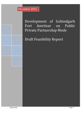 Development of Gobindgarh Fort at Amritsar on Public Private Partnership Mode