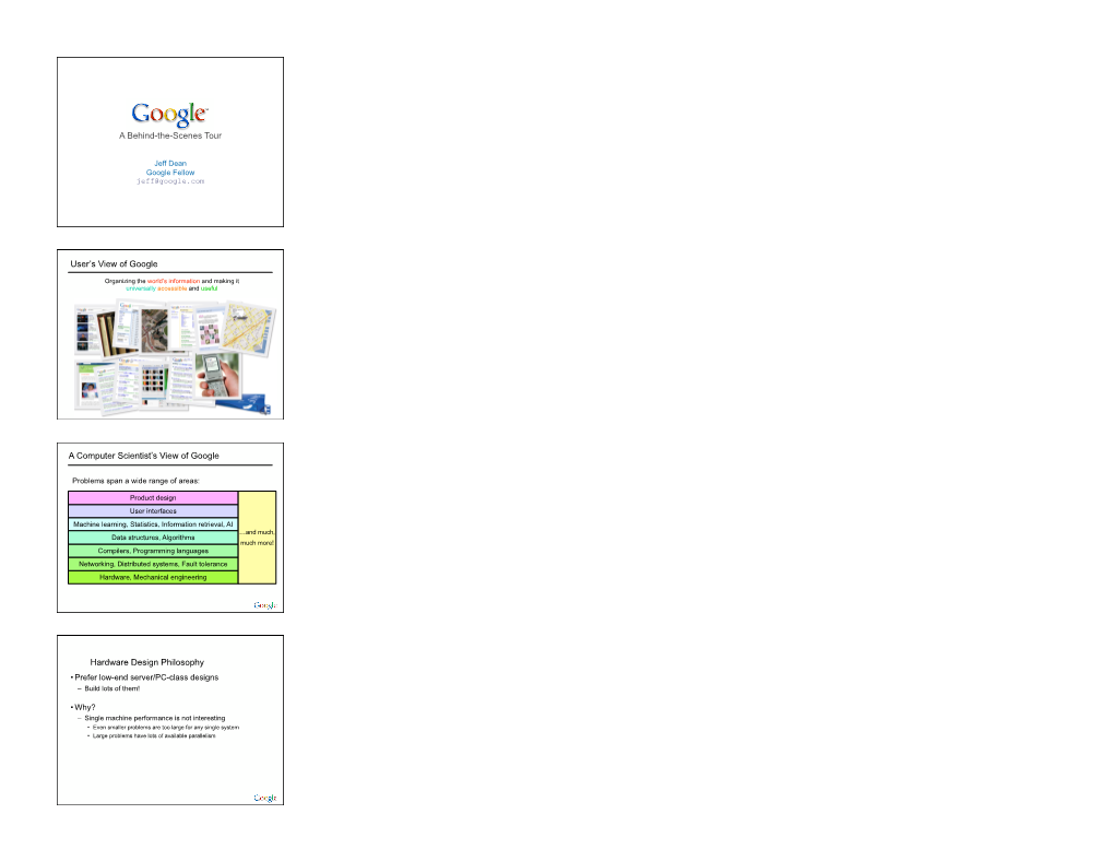 Handling Large Datasets at Google: Current Systems and Future Directions