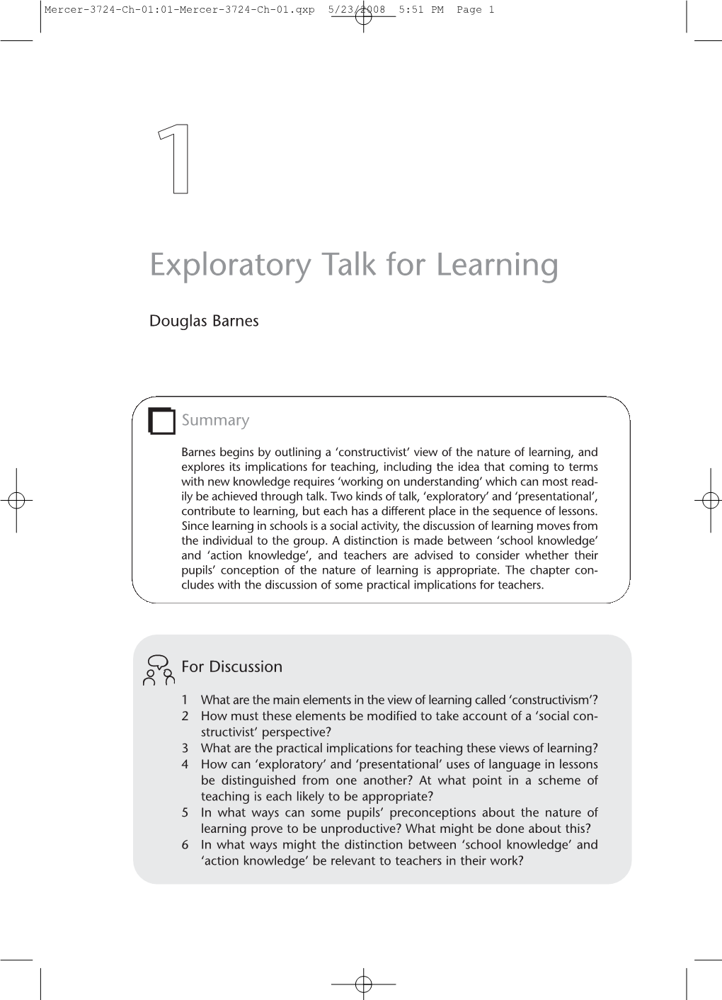 Exploratory Talk for Learning