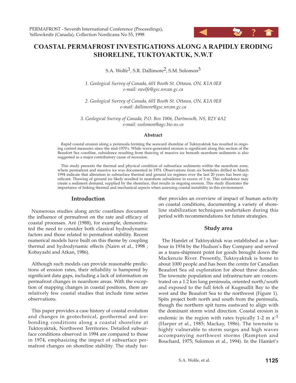 Coastal Permafrost Investigations Along a Rapidly Eroding Shoreline, Tuktoyaktuk, N.W.T