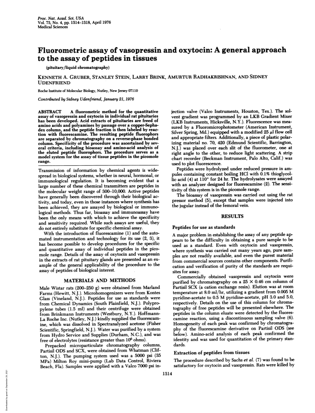 Fluorometric Assayof Vasopressin and Oxytocin