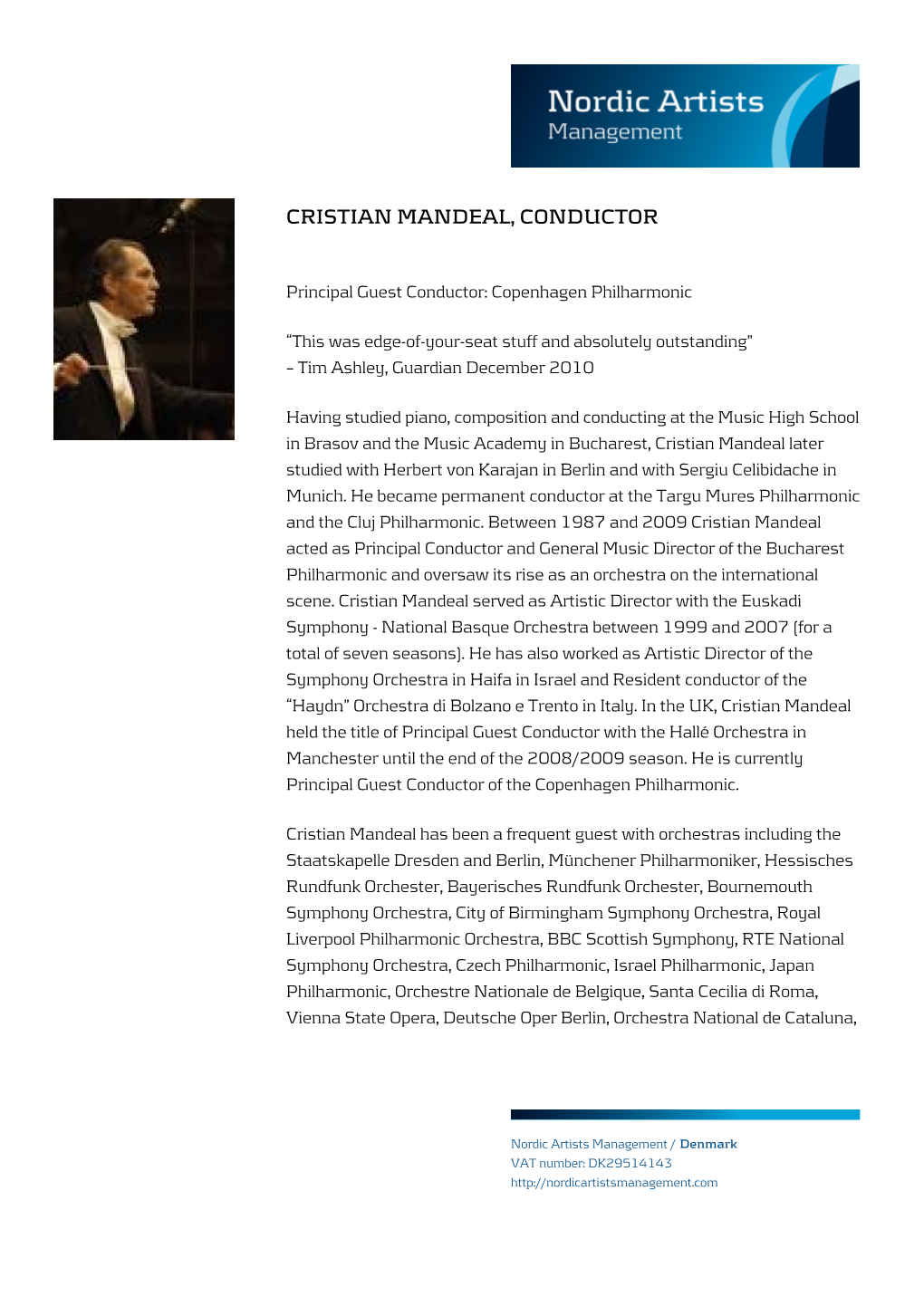 Cristian Mandeal, Conductor