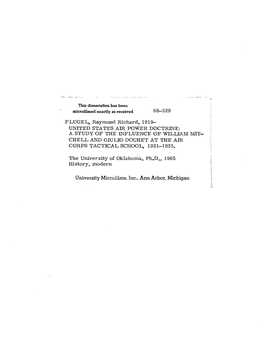 University Microîilms, Inc., Ann Arbor, Michigan Copyright by RAYMOND RICHARD FLUGEL 1966 the UNIVERSITY of OKLAHOMA GRADUATE COLLEGE