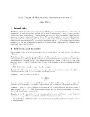 Introduction to the Representation Theory of Finite Groups
