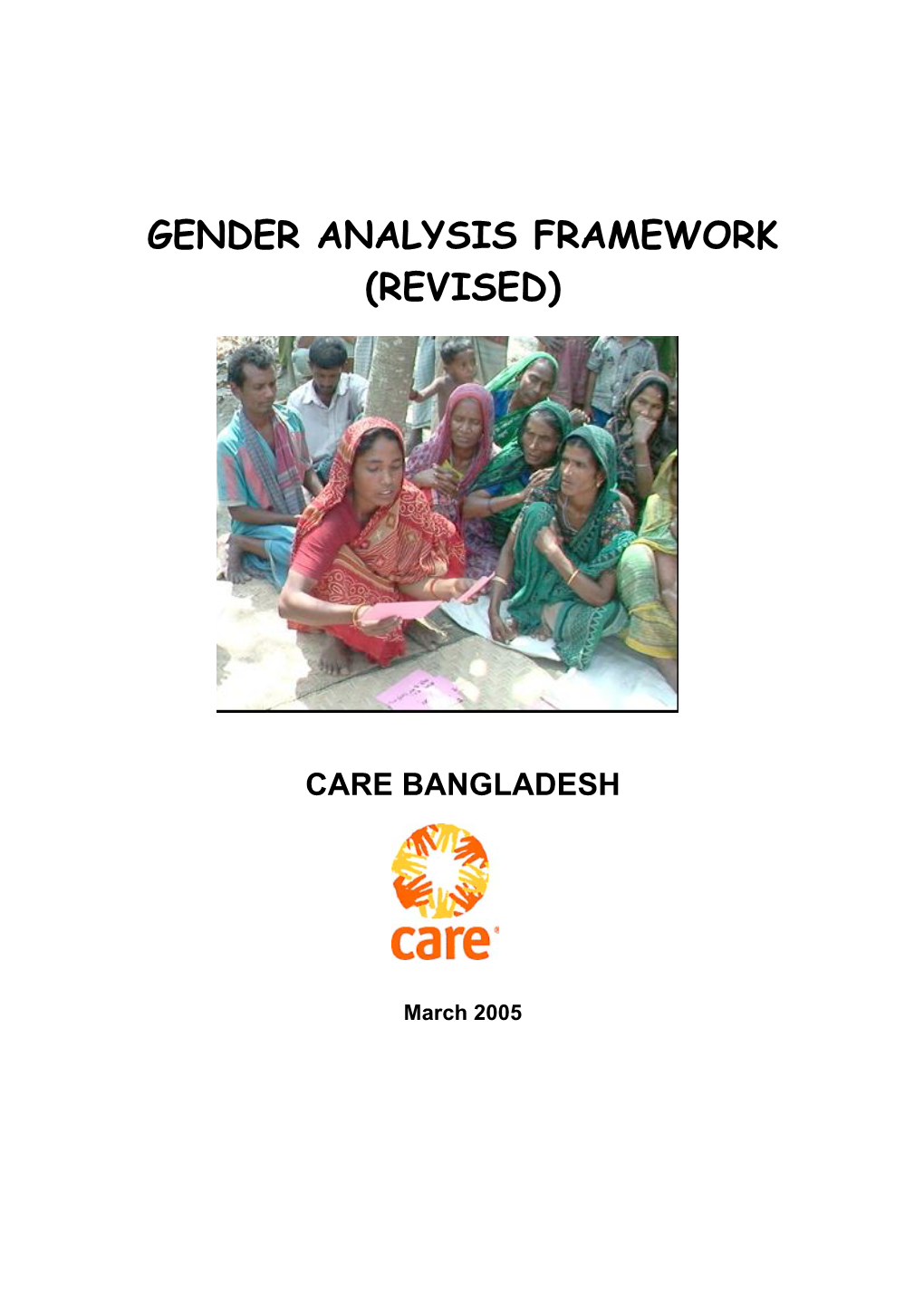 Care Bangladesh Gender Anaysis Framework