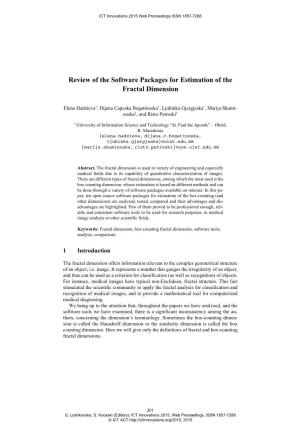 Review of the Software Packages for Estimation of the Fractal Dimension