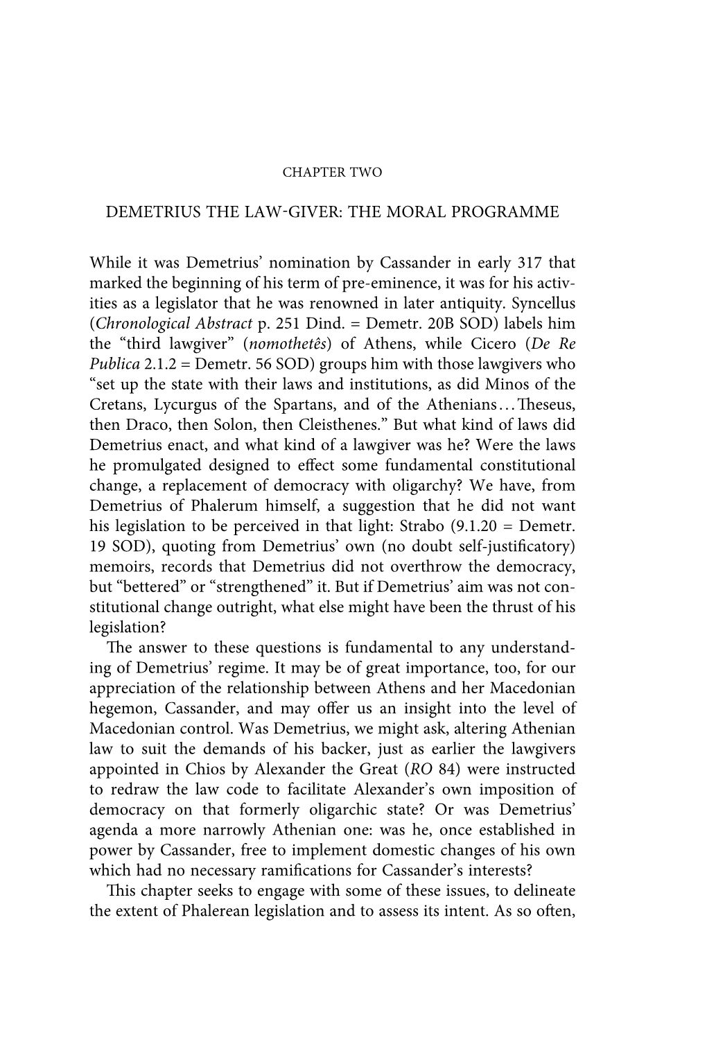 Demetrius the Law-Giver: the Moral Programme