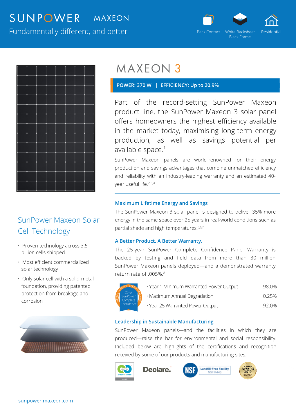 Sunpower Maxeon Solar Cell Technology