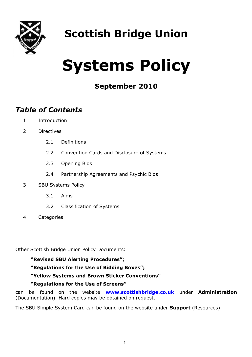 SBU Systems Policy