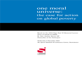 One Moral Universe: the Case for Action on Global Poverty