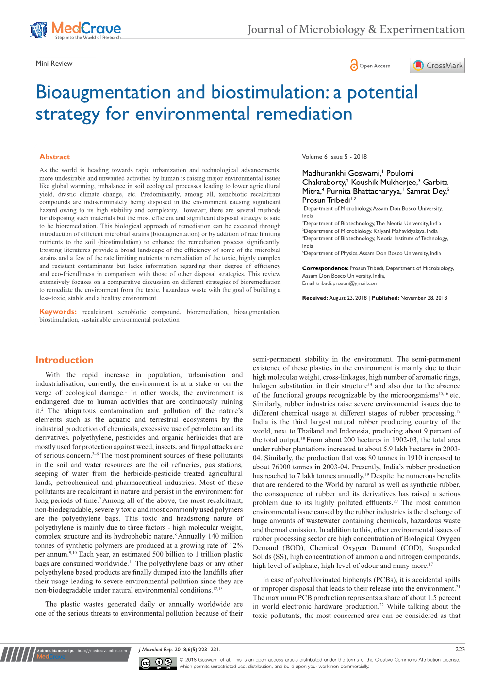 Bioaugmentation and Biostimulation: a Potential Strategy for Environmental Remediation