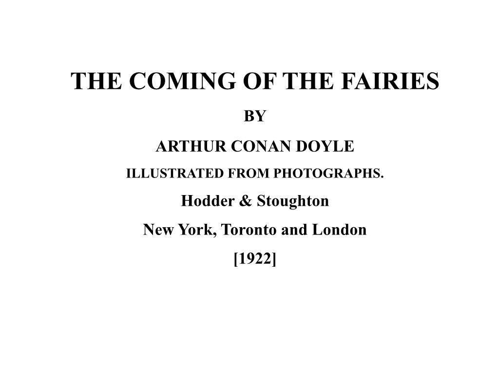 Fairies by Arthur Conan Doyle Illustrated from Photographs