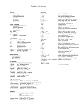 Sam Quick Reference Card