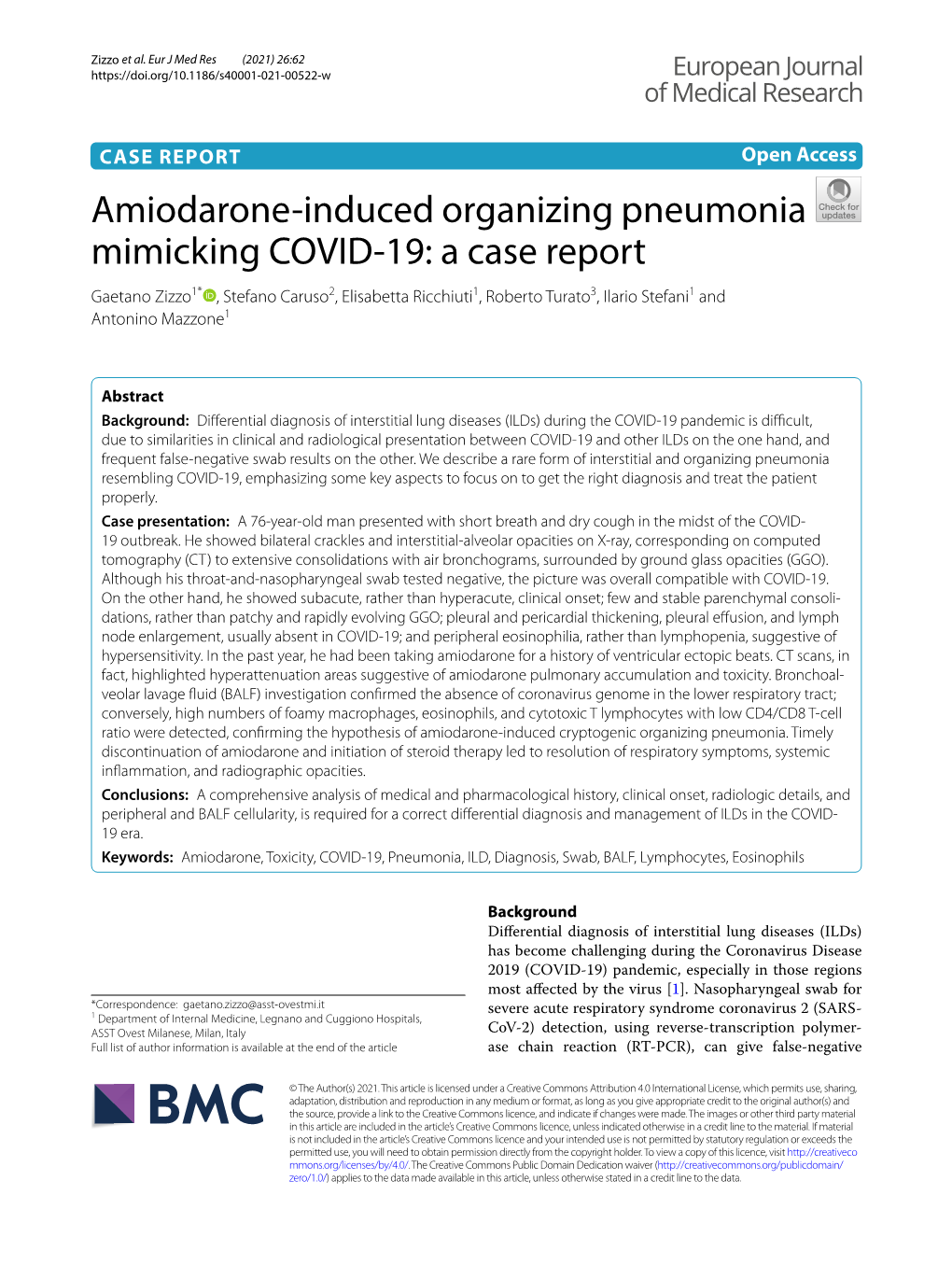 Amiodarone-Induced Organizing Pneumonia Mimicking COVID-19