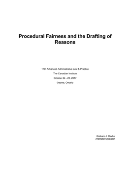 Procedural Fairness and the Drafting of Reasons