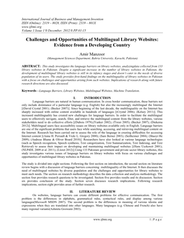 Challenges and Opportunities of Multilingual Library Websites: Evidence from a Developing Country