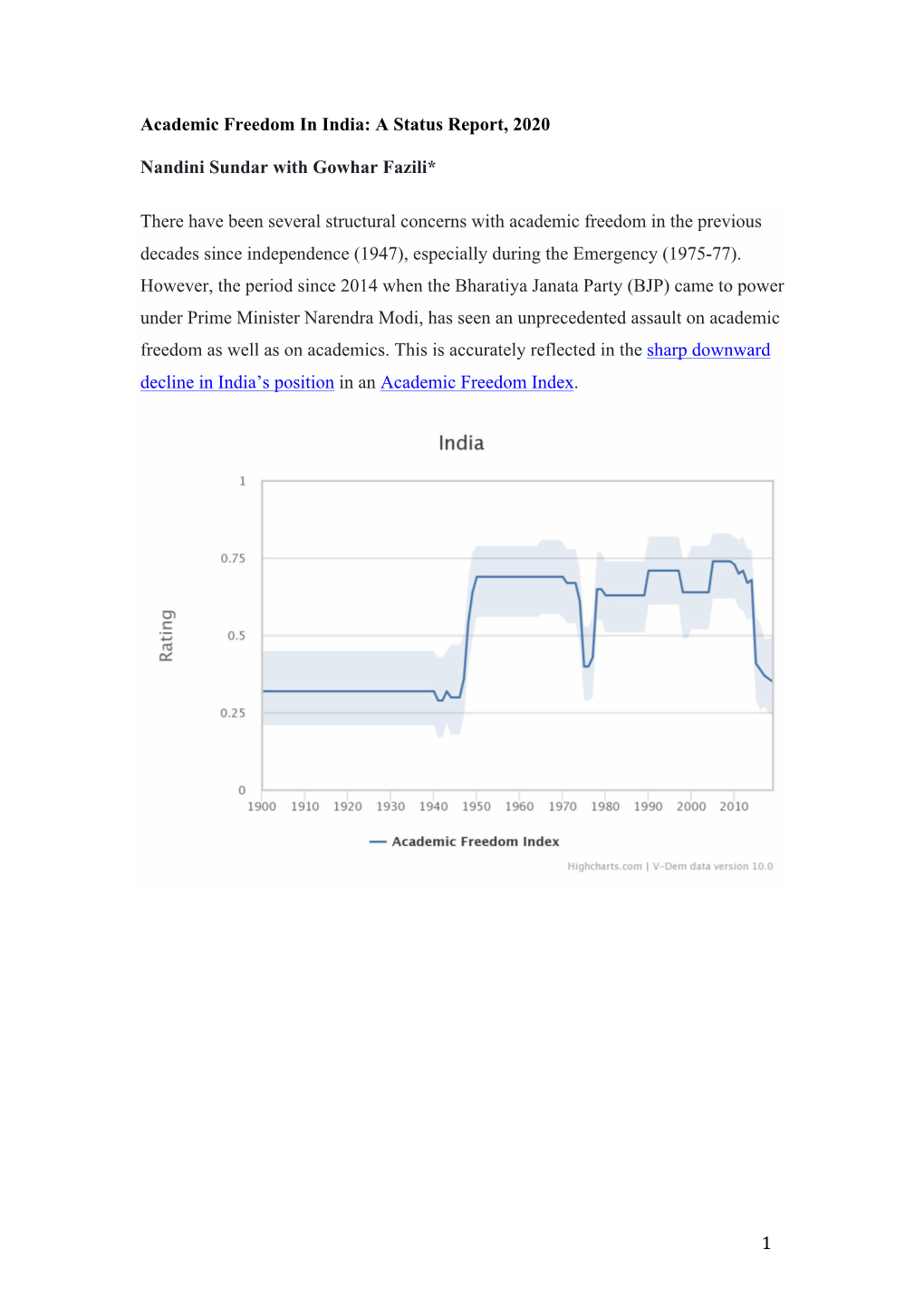 1 Academic Freedom in India
