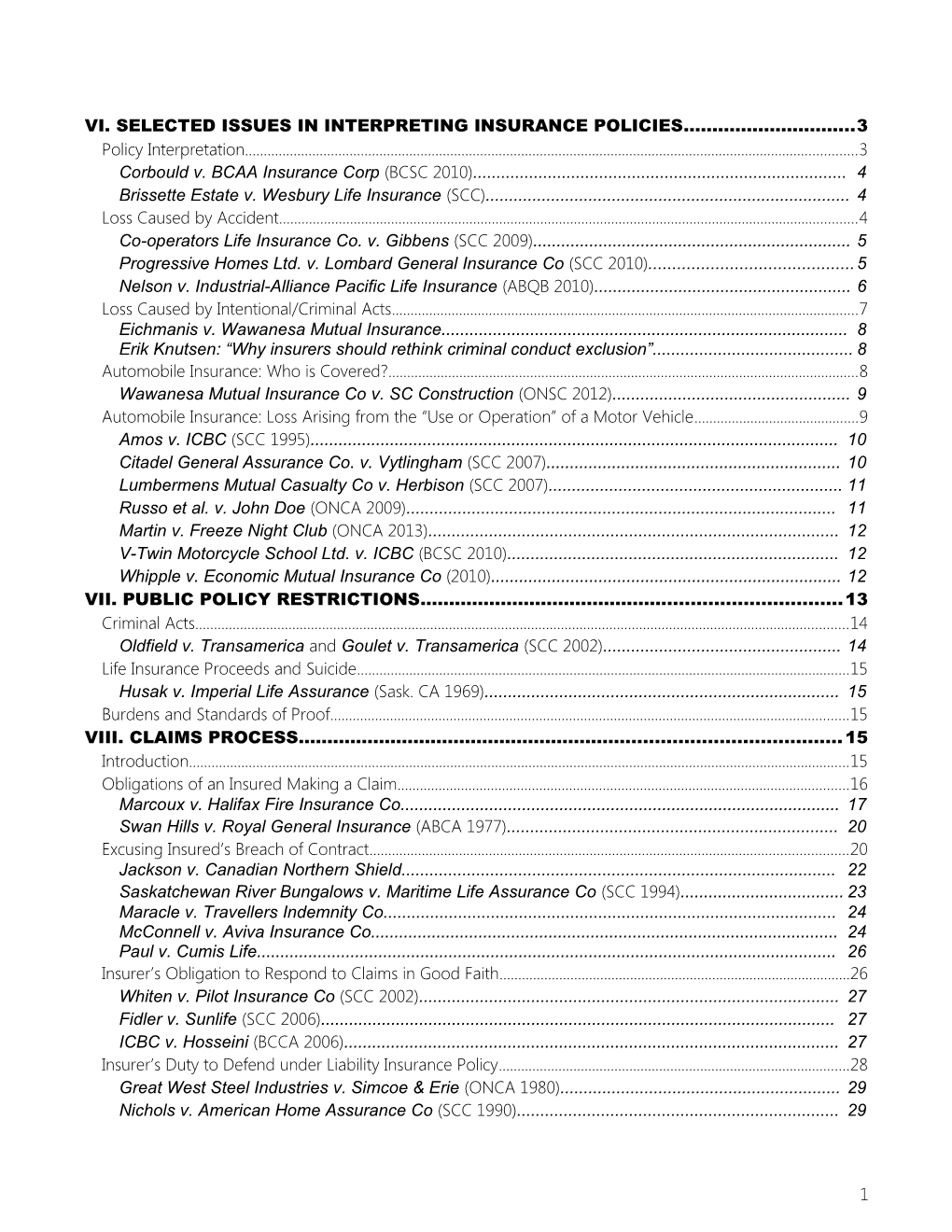 Vi. Selected Issues in Interpreting Insurance Policies 3