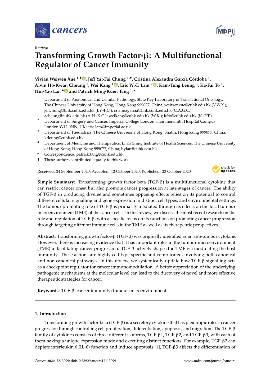 Transforming Growth Factor-Β: a Multifunctional Regulator of Cancer Immunity