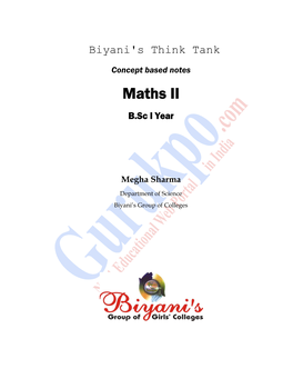 Concept Based Notes Maths II B.Sc I Year
