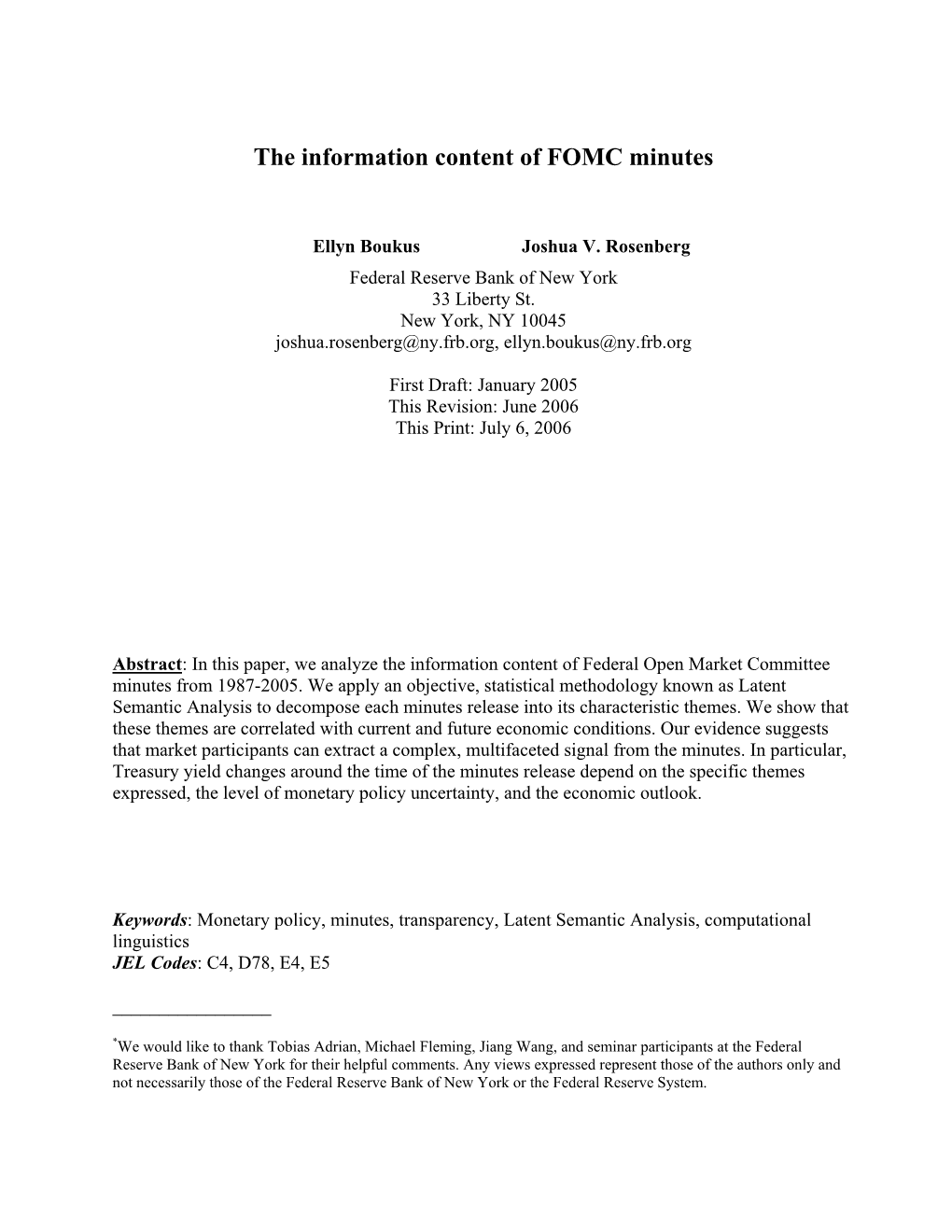 The Information Content of FOMC Minutes