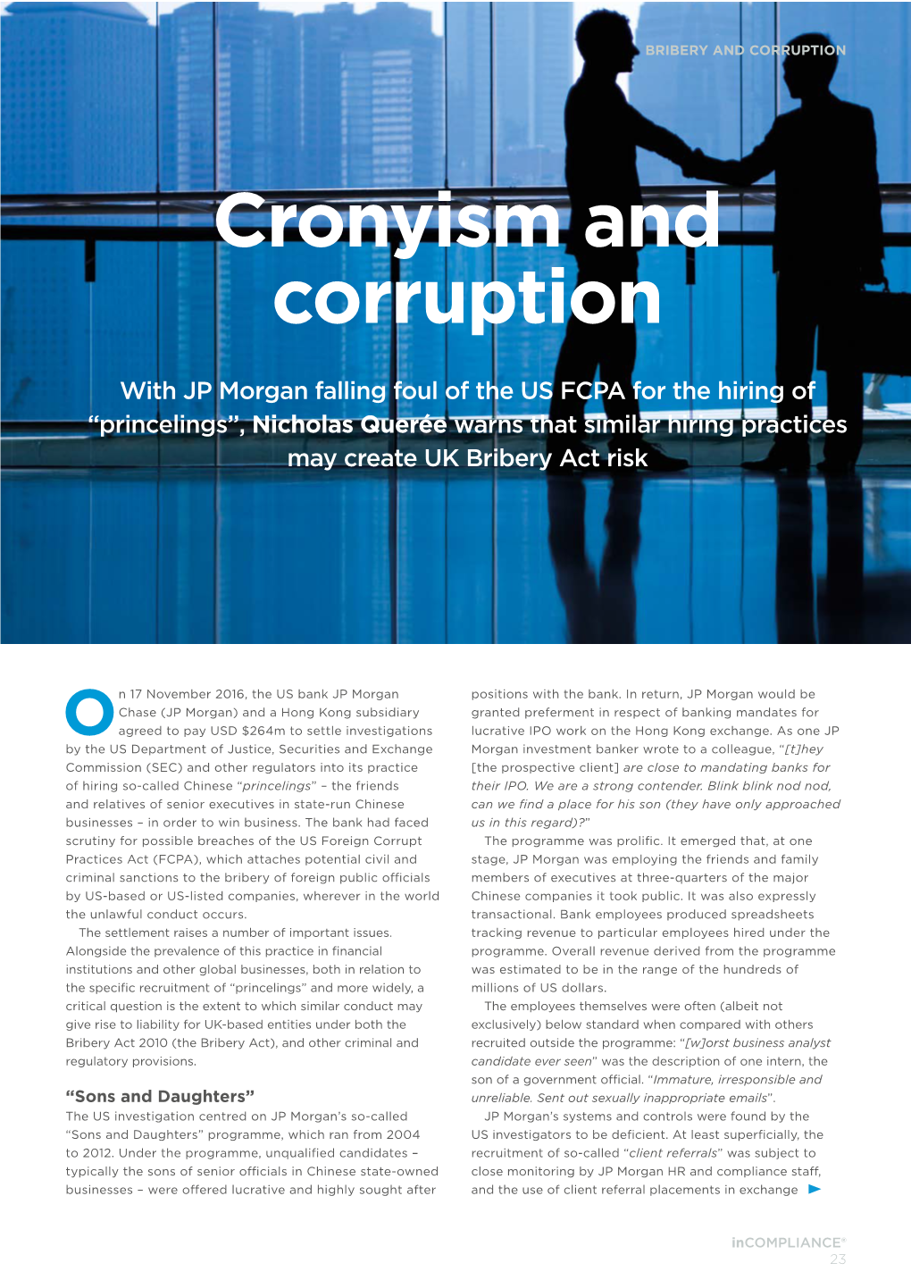 Cronyism and Corruption