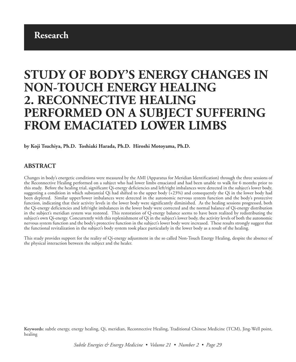 Study of Body's Energy Changes in Non-Touch