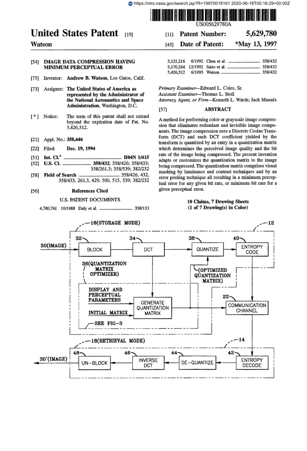 United States Patent [191 ~111 Patent Number: 5,629,780 Watson [45] Date of Patent: *May 13, 1997