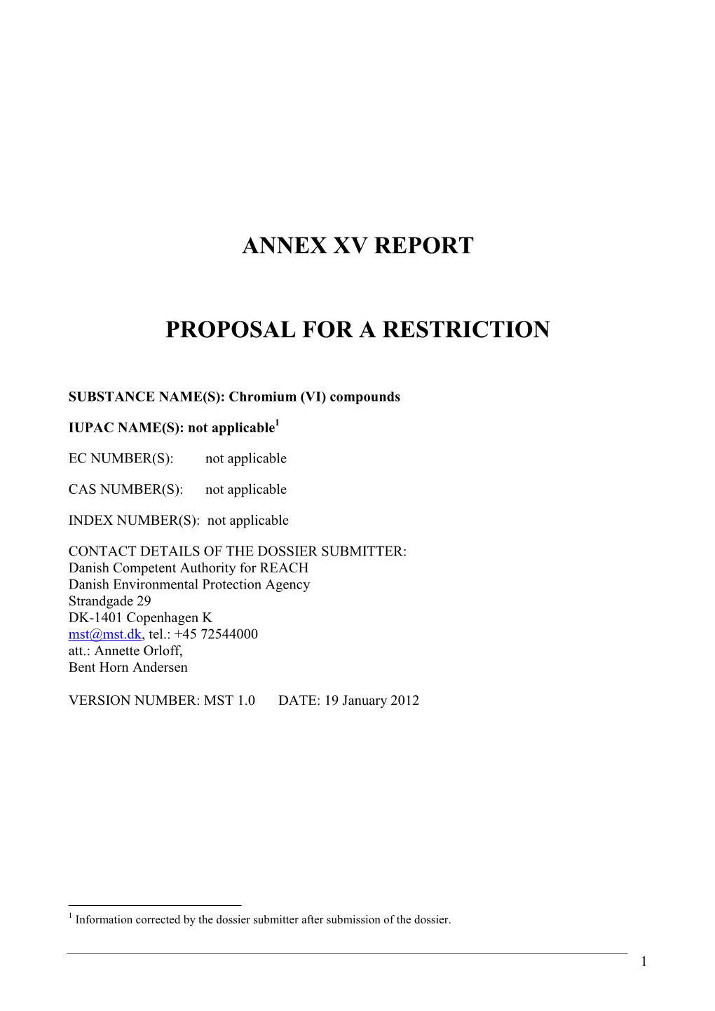 Annex Xv Report