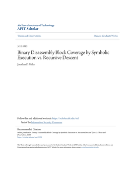 Binary Disassembly Block Coverage by Symbolic Execution Vs