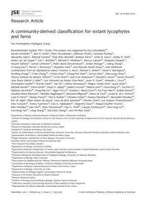 A Community-Derived Classification for Extant Lycophytes and Ferns