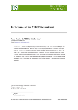 Performance of the VERITAS Experiment