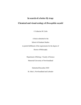 Chemical and Visual Ecology of Drosophila Suzukii