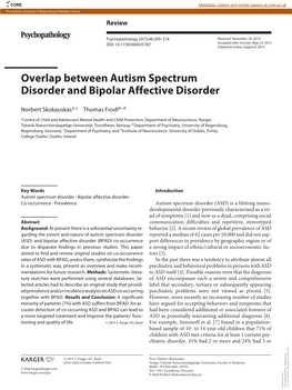 Overlap Between Autism Spectrum Disorder and Bipolar Affective Disorder