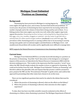 Michigan Trout Unlimited “Position on Chumming”