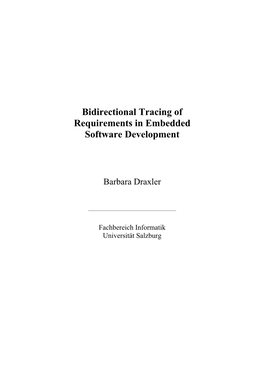 Bidirectional Tracing of Requirements in Embedded Software Development