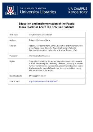 Education and Implementation of the Fascia Iliaca Block for Acute Hip Fracture Patients