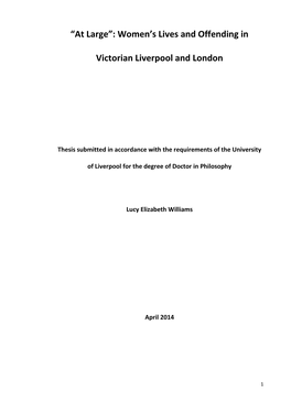 Women's Lives and Offending in Victorian Liverpool and London