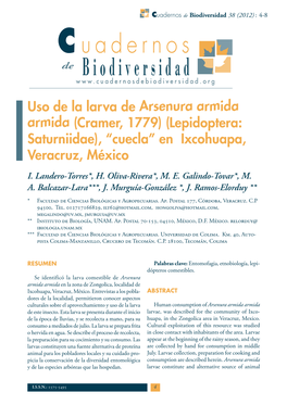 Uso De La Larva De Arsenura Armida Armida (Cramer, 1779) (Lepidoptera: Saturniidae), “Cuecla” En Ixcohuapa, Veracruz, México