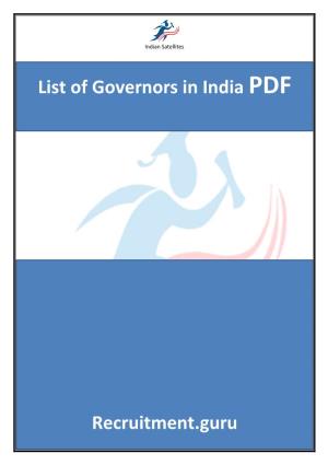 List of Governors in India PDF Recruitment.Guru