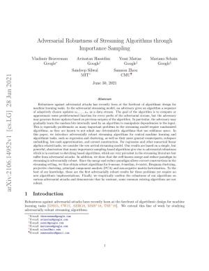 Adversarial Robustness of Streaming Algorithms Through Importance Sampling