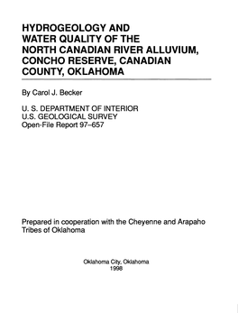 Hydrogeology and Water Quality of the North Canadian River Alluvium, Concho Reserve, Canadian County, Oklahoma______