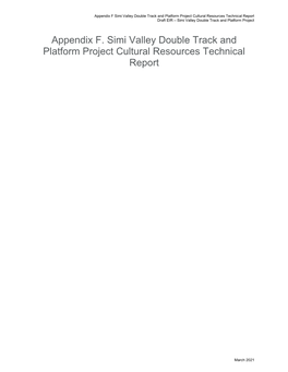 Appendix F. Simi Valley Double Track and Platform Project Cultural Resources Technical Report
