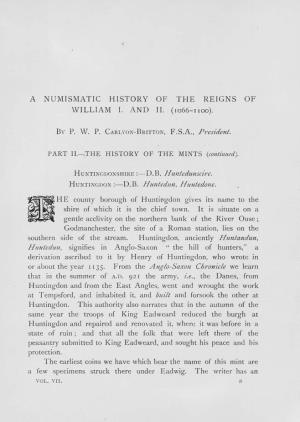 A Numismatic History of the Reigns of W I L L I a M I. a N D Ii