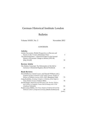 German Historical Institute London Bulletin Vol 34 (2012), No. 2
