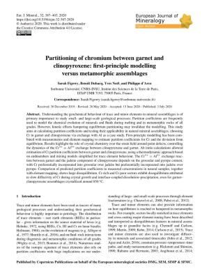 Partitioning of Chromium Between Garnet and Clinopyroxene: ﬁrst-Principle Modelling Versus Metamorphic Assemblages