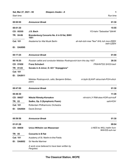 27, 2021 - 00 Sleepers Awake - a 1 Start Time Run Time