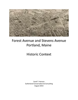 Forest Avenue and Stevens Avenue Portland, Maine Historic Context