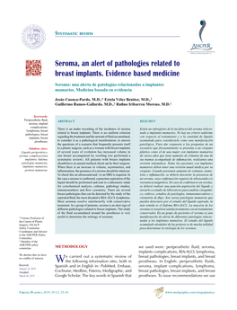 Seroma, an Alert of Pathologies Related to Breast Implants. Evidence Based Medicine