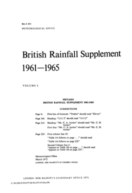 British Rainfall Supplement 1961-1965